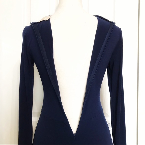 MICHAEL MICHAEL KORS NAVY MIDI GOLD METAL DRESS - XXS - Picture 8 of 10